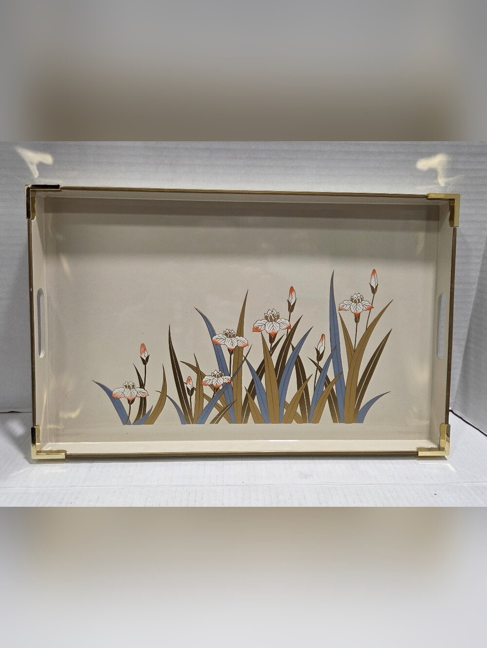 Otagiri Japan Iris Vintage Asian Laquerware Serving Tray